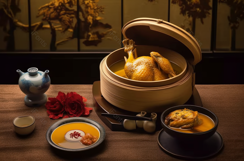 砂锅茶叶鸡和桂花酒静物摄影图,高清,摄影图,摄影图片,图片大全,摄影图免费下载
